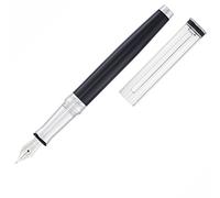 WaldMann Edelfeder, Stylo Plume Fine F, Design Grain/Lignes, laqué Noir, en Argent Sterling Massif 925