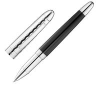 WaldMann précieux (Loire), stylo à bille, Noir/motif vague, Argent Massif 925