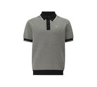 Waldo Check Mens Knitted Polo Shirt in Black, X-Large