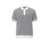 Waldo Check Mens Knitted Polo Shirt in Vanilla, Large