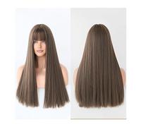WaLdor Perruques de cheveux synthétiques pour filles, cosplay et usage quotidien, 58,4 cm de long perruque blonde avec frange pour femmes, perruque blonde longue et droite pour le carnaval (couleur