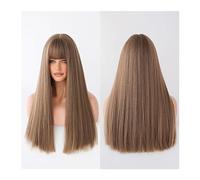 WaLdor Perruques de cheveux synthétiques pour filles, cosplay et usage quotidien, perruque blonde longue de 58,4 cm avec frange pour femmes, perruque blonde longue et droite pour le carnaval (couleur