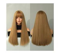 WaLdor Perruques de cheveux synthétiques pour filles, cosplay et usage quotidien, perruque blonde longue de 58,4 cm avec frange pour femmes, perruque blonde longue et droite pour le carnaval (couleur