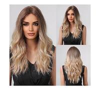 WaLdor Perruques Partie Moyenne, Résistantes à la Chaleur, Perruques de Cheveux Cosplay pour Femmes, Perruques Longues Ondulées Synthétique Lace Front, Perruque Blond Platine Carnaval (Couleur