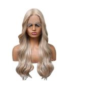 WaLdor Perruques Partie Moyenne, Résistantes à la Chaleur, Perruques de Cheveux Cosplay pour Femmes, Perruques Longues Ondulées Synthétique Lace Front, Perruque Blond Platine Carnaval (Couleur