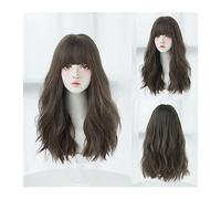 WaLdor Perruques synthétiques résistantes à la chaleur pour fête quotidienne, beige, gris, perruques longues ondulées avec frange, perruque Lolita cosplay pour femmes, perruque mignonne et cool pour