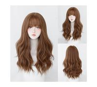 WaLdor Perruques synthétiques résistantes à la chaleur pour fête quotidienne, beige, gris, perruques longues ondulées avec frange, perruque Lolita cosplay pour femmes, perruque mignonne et cool pour