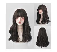 WaLdor Perruques synthétiques résistantes à la chaleur pour fête quotidienne, beige, gris, perruques longues ondulées avec frange, perruque Lolita cosplay pour femmes, perruque mignonne et cool pour