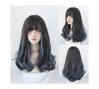 WaLdor Perruques synthétiques résistantes à la chaleur pour fête quotidienne, beige, gris, perruques longues ondulées avec frange, perruque Lolita cosplay pour femmes, perruque mignonne et cool pour
