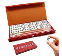 Waldspring Jeu De Mahjong, Mini Mahjong Tiles Set, Camping Games, Majiang Tiles Game 144 Tiles, Mini Jeu De Stratégie Chinois Traditionnel, Facile à Transporter Et Adapté Au Voyage