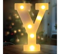 Waldspring Lettre Lumineuse, Lettres LED 22 cm, Idéales pour les Demandes en Mariage, les Festivals, les Fêtes et Autres Occasions, pour Créer une Atmosphère Romantique et Chaleureuse (Y)