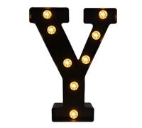 Waldspring Noir Lettre Lumineuse, Lettres LED 22 cm, Idéales pour les Graduation, les Festivals, les Fêtes et Autres Occasions, pour Créer une Atmosphère Romantique et Chaleureuse (Y)
