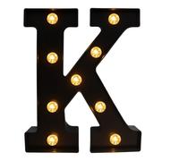 Waldspring Noir Lettre Lumineuse, Lettres LED 22 cm, Idéales pour les Graduation, les Festivals, les Fêtes et Autres Occasions, pour Créer une Atmosphère Romantique et Chaleureuse (K)