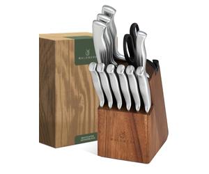 WALDWERK Ensemble de couteaux 11 pièces avec bloc et aiguiseur intégré - Couteau à steak - Couteaux de cuisine