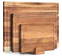 WALDWERK Ensemble de planches à découper (15,75 x 12/13 x 9,5/25,4 x 17,8 cm) en bois d'acacia massif - Planches à découper de 2 cm d'épaisseur pour cuisine - Planches à découper en bois pour cuisine