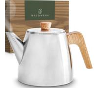 WALDWERK Théière avec Infuseur Inox à Double Paroi - Isotherme avec Poignées en Chêne - 100% Anti-goutte