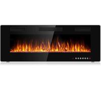 Waleaf Cheminée Electrique, 127 cm Cheminée Électrique Ultraplate avec Chauffage 1500W, Effet de Flammes 3D, 12 Couleurs de Flammes, Cheminée Murale ou Encastrable pour Salon & Intérieur, Noir