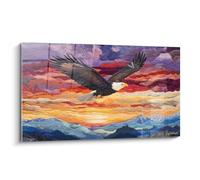 Walensky Tableau Aigle Souverain - édition style crochet - Verre Acrylique - Décoration murale haut de gamme - L 120x70cm