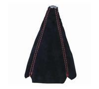 WALEQW Levier Vitesse Bouton Tête Colliers Levier Vitesse Universels En Cuir Suédé Pour Voiture Couvre-bottes Floqués Soufflet Accessoires D'intérieur Manuels(Red-Line)