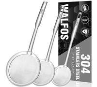 Walfos Lot de 3 écumoires en acier inoxydable 304 pour la cuisine, 7,6 cm, 10,2 cm et 12,7 cm, écumoire à mailles fines pour séparer la mousse flottante, la graisse, la graisse