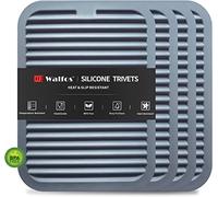 Walfos Lot de 4 dessous de plat en silicone pour casseroles et poêles chaudes - 30 × 23 cm - Résistants à la chaleur - Multi-usages pour plats chauds - Gris