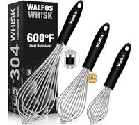 Walfos® Lot de fouets en acier inoxydable - Fouet mélangeur 21 cm, 23 cm et 28 cm