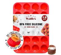 Walfos Mini moule à muffins en silicone, 24 tasses, mini moules à cupcakes, sans BPA et passe au lave-vaisselle, moule en silicone antiadhésif, idéal pour la fabrication de muffins, gâteaux, pains