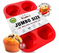 Walfos Moule à muffins en silicone Texas - 6 tasses Jumbo Cupcake Pan en silicone anti-adhésif - Parfait pour muffin aux œufs, gros cupcakes - Sans BPA et passe au lave-vaisselle