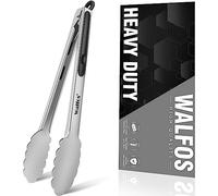 Walfos Pince de cuisine - Pince alimentaire haute performance 304 en acier inoxydable de qualité supérieure et poignée antidérapante résistante à la chaleur - Idéale pour cuisiner, tourner