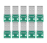 Walfront 10 Pcs USB Type A Prise Mâle USB Breakout USB Breakout Board vers Dip Adaptateur Convertisseur 4 Broches pour 2.54mm PCB Board Power DIY Électronique PCB Module