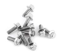 Walfront 10pcs M8 Boulon à Bride Vis à Tête Hexagonale avec Flange en Acier Inoxydable 304[M8*16]