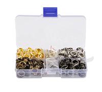 Walfront 140 pièces/boîte de 8 mm de Diamètre Intérieur en Laiton Metal Ensembles Oeillets Kit d'Outils à Oeillets Eyelettes de Grommets en Métal pour Toile Vêtements et Cuir