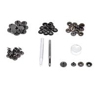 Walfront 15 Jeux Bouton-Pression Metal Outil de Bouton Goujons de Pression Bouton-Pression de Fixation en Cuir Outil de Fixation(Noir)