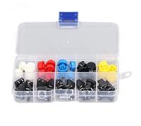 Walfront 25 Pcs Set Rond Tact Interrupteur 12x12x7.3mm 4 Broches Momentané SMD PCB Bouton Poussoir avec Multi-couleur Caps pour Électronique Imprimante Téléphone Clés
