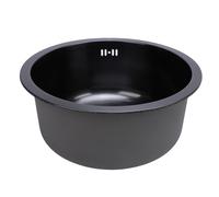 Walfront 304 Évier de Cuisine à Bol Simple en Acier Inoxydable pour Laver les Plats de Légumes Plats, Conception Ronde, pour les Eaux du Bar de Cuisine, 42 Cm (Nano noir)