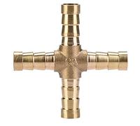 5pcs 4-way tee raccord en laiton tuyau colleur, connecteur barbelé croix air eau huile gaz 6/8/10 / 12mm(8mm)