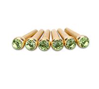 Walfront 6 Pièces Broches de Pont de Guitare en Laiton avec Points en Verre de Cristal Chevilles de Guitare Acoustique Décor de Tête Dorée Options Bleu Violet Clair pour la Réparation et le (GREEN)
