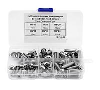 Walfront 60PCS Vis M6 Assortiment d'écrous Vis Allen à Tête Bombée en Acier Inoxydable Hexagonale Socket Bouton à Tête Ronde Boulons Vis Écrous Assortiment Kit Vis Fixations Accessoires Set avec Boîte