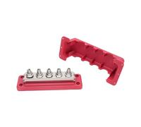 Walfront Bloc de Distribution d'alimentation 600A 300V CC M10 5 Plots Bornier à Barre Omnibus en Alliage de Zinc Cuivre avec Base PC Ignifuge pour Bateau Camping-Car Automobile (Rouge)