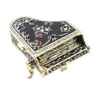 Walfront Boîte à bijoux peinte à la main, boîte à bijoux à charnière, motif piano émaillé, boîte à bijoux décorative à charnière, présentoir à bijoux en strass pour femmes