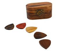 Walfront Boîte à Médiators en Bois, étui en Bois de qualité Supérieure avec 5 Médiators pour Les Amateurs de Musique, Idéal pour Les Guitares Acoustiques et électriques