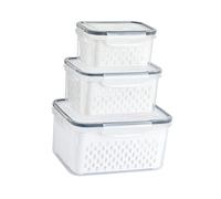 Walfront Boîte de Panier de Stockage de Vidange de 3 Pièces, Récipient en Silicone PP Durable avec une Conception de Vidange Rapide pour le Stockage de Légumes et de Fruits