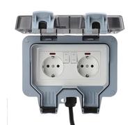 Walfront Boîtier de Prise Extérieure étanche IP66, Prise électrique avec Interrupteur Indépendant et Indicateur LED for Jardin, Garage et Salle de Bain (3 mètres / 9,8 pieds)