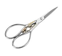 Walfront Ciseaux Antique, Ciseaux en Acier Inoxydable de Style Vintage Point De Croix Ciseaux Ménage Bricolage À Coudre Accessoires (Silver with Gold Pattern)