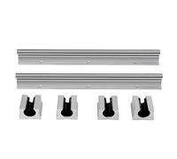 Walfront Clanata SCS12LUU Rail linéaire 300mm et SBR12UU Palier linéaire 12mm Slide Blocks, 2Pcs Rails 4Pcs Roulements, pour machines CNC et imprimantes 3D, les amateurs de