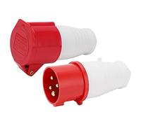 Walfront Connecteur D'alimentation Industriel 380 415 V 16 A, 4 Broches 3 Phases IP44 étanche avec Fermoir Anti-perte, pour L'industrie Agricole, Chimique, Aéroport, Quai, Métallurgie,