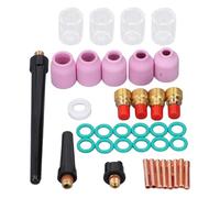 Walfront Ensemble D'accessoires de Torche de Soudage 37 Pièces pour Kit de Torche de Soudage WP9 20 25 Buses en Céramique Tasses en Verre Pinces de Lentille à Gaz Joints Toriques