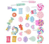 Walfront Ensemble de 29 Jouets de Simulation de Bonbons, Mini Décorations de Desserts en Plastique pour Faire Semblant de Jouer à des Fêtes d'enfants, Faux Accessoires Alimentaires pour la