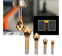 Walfront Ensemble de Bits de Chanfrein, Coupe-chanfrein HSS à Grande Vitesse de 90 Degrés pour Métal, Bois et Plastique, Outil de Chanfreinage 4pcs pour les Amateurs de Bricolage (Doré)