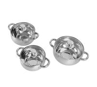 WALFRONT Ensemble de Casseroles en Acier Inoxydable, 3 Poêles Antiadhésives avec Fond épais et Double Poignées pour Cuire des Ragoûts de Pâtes dans n'importe Quelle Cuisine